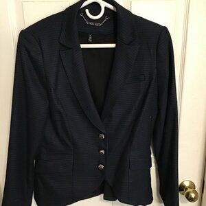 WHBM Fitted Blazer, Blue-Black Herringbone, Size 10